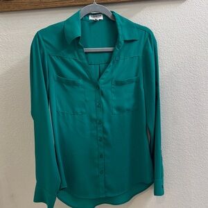 Express Green Button-Down Shirt